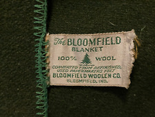 VINTAGE BLOOMFIELD BLANKET Bed 72 x 80 100% WOOL Military Green HEAVYWEIGHT USA picture