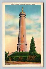Duxbury MA, Myles Standish Monument, Linen Massachusetts Postcard picture