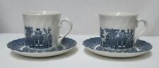 Royal Essex Blue Willow Tea Cup Mug & Saucer Set 2 Vintage England picture