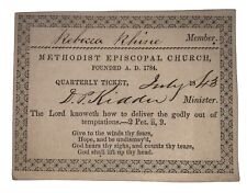 METHODIST EPISCOPAL CHURCH QUARTERLY TICKET 1843, SIGNED by DANIEL PARISH KIDDER picture