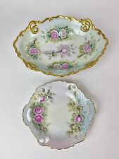 Vtg Hand Painted Gold Tray And Bowl Signed Martha Underhill 1958 Limoge Style picture