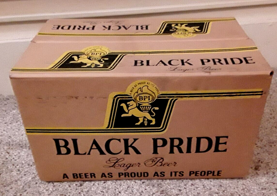 1969 BLACK PRIDE BEER CASE BOX Cardboard West Bend Lithia WIS African American