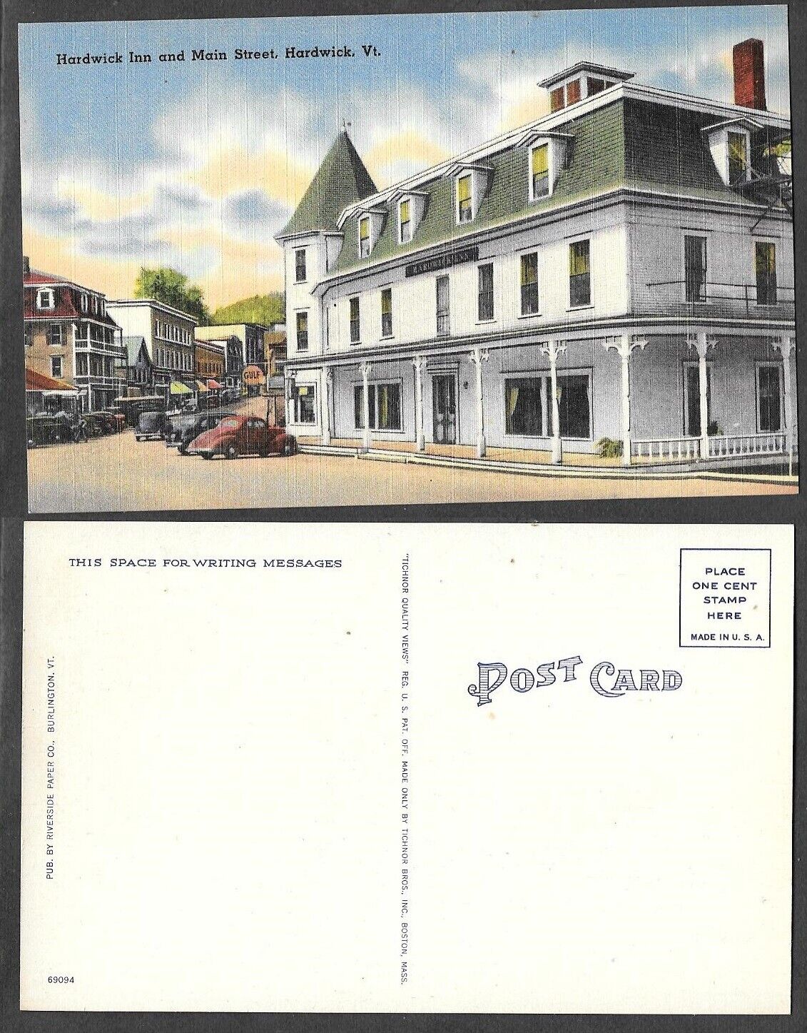 Old Vermont Postcard - Hardwick - Hardwick Inn and Main Street Scene