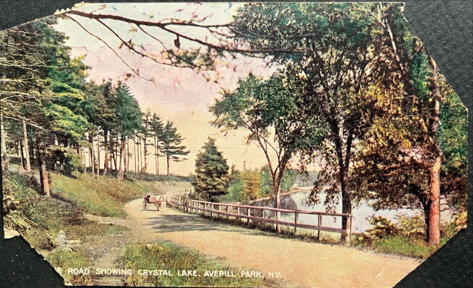 1908 Averill Park, NY PC Road showing Crystal Lake by J.J. Lewis
