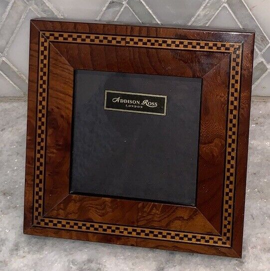 Addison Ross Inlaid Parquetry Wood 3.25”Sq Photo Frame Picture Portrait 5.5”Sq
