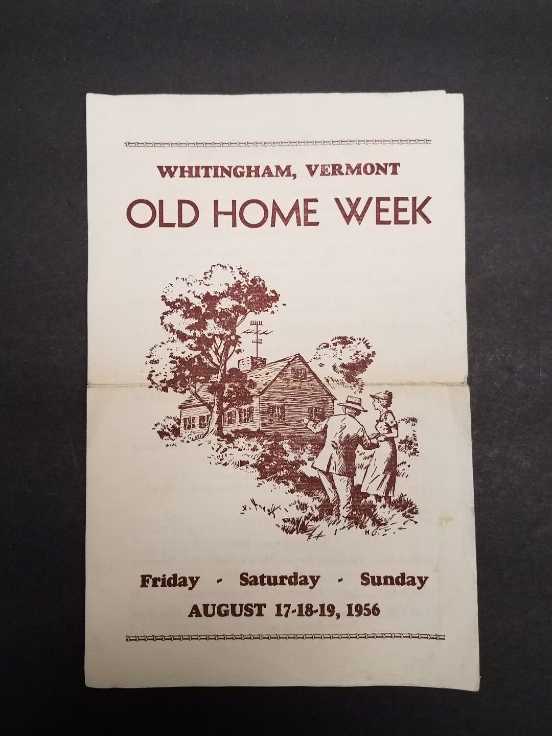 1956 Whitingham Vermont Old Home Week Program