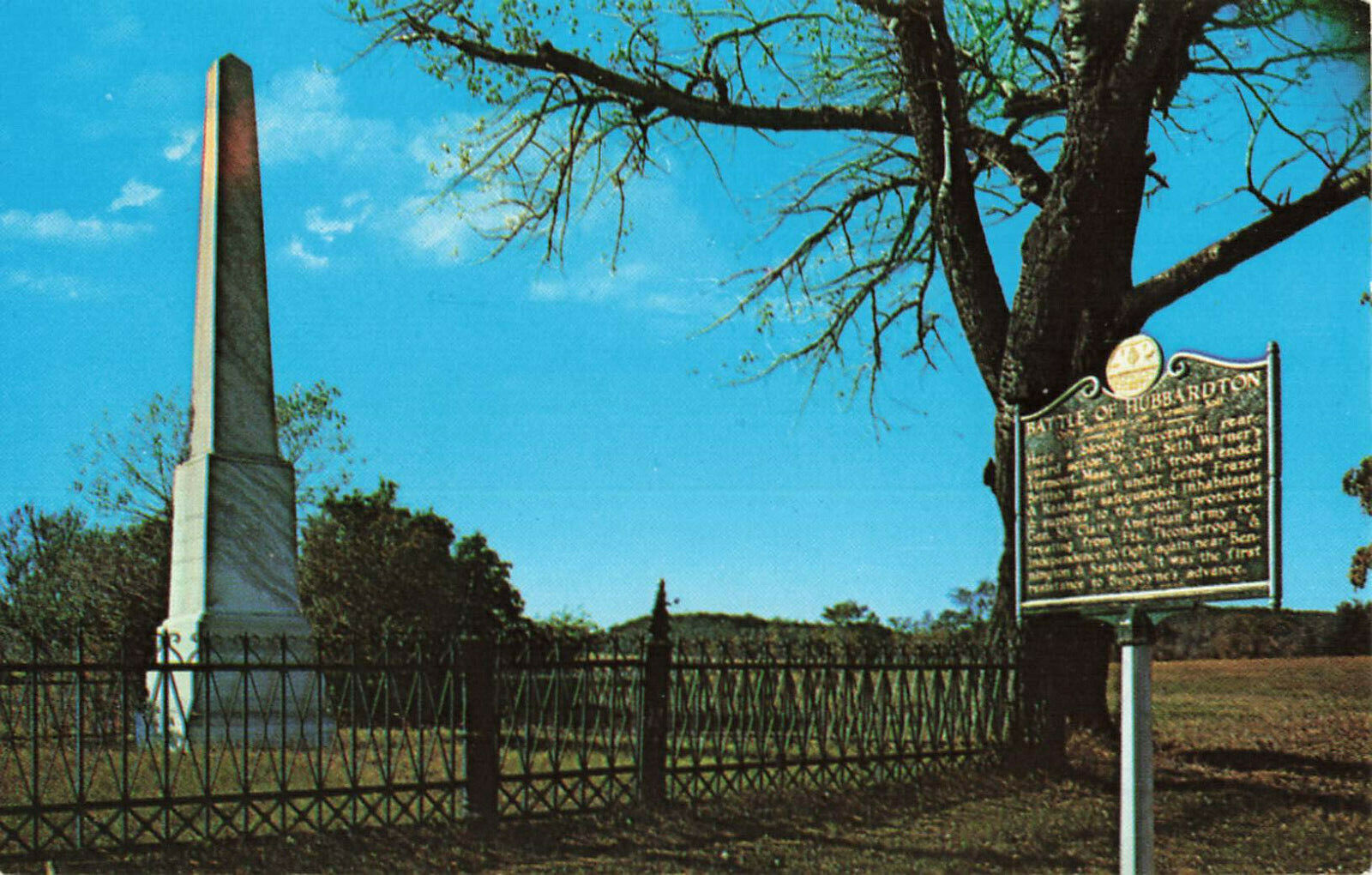 Postcard Revolutionary Battle Monument Hubbardton Vermont