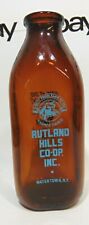Rutland Hills Milk Dairy Bottle CO-OP Watertown NY Cow Cream Square Farm Vintage picture