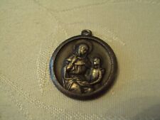 VINTAGE ST. ANNE WITH CHILD AND ST. CHRISTOPHER DOUBLE SIDED  MEDAL   #ME picture
