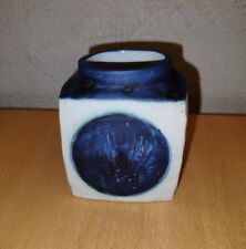 VINTAGE TROIKA CORNWALL ST IVES MARMALADE JAR SMALL POT/VASE WHITE BLUE picture