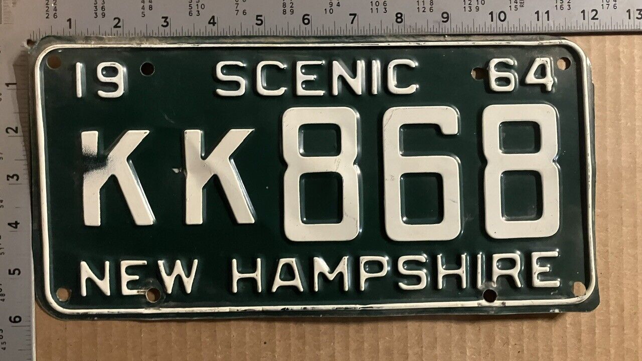 1964 New Hampshire license plate KK 868 Rockingham Ford Chevy Dodge 12893