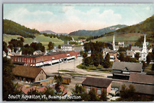 South Royalton Train Station Depot Business Section Shops VT C1910 Postcard picture