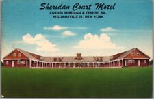 Williamsville, New York Postcard SHERIDAN COURT MOTEL Roadside Linen 1954 Cancel picture
