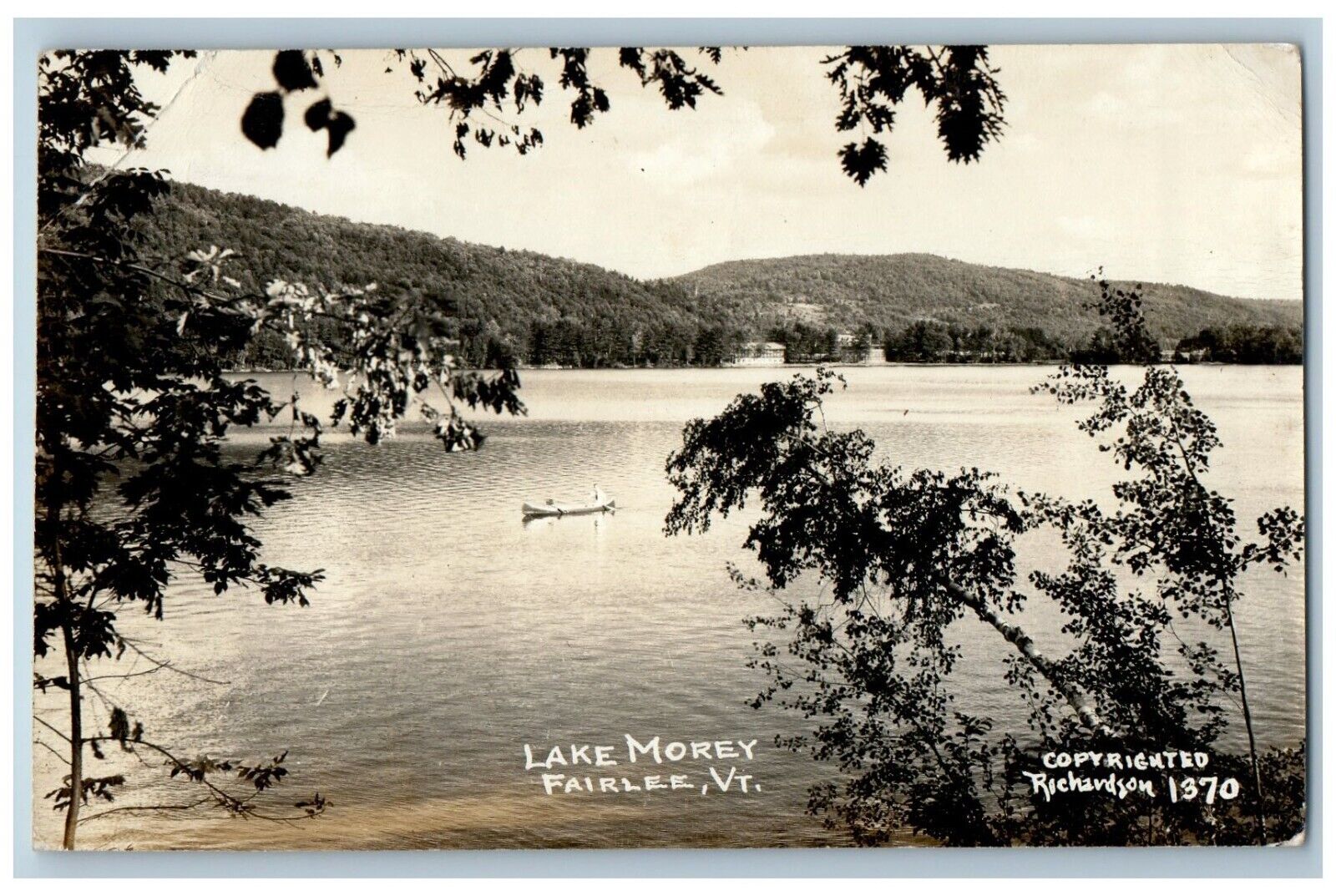 1947 View Of Lake Morey Fairlee Vermont VT Richardson RPPC Photo Postcard
