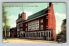 Jamaica Plain MA, West Roxbury H.S., Massachusetts c1908 Vintage Postcard picture