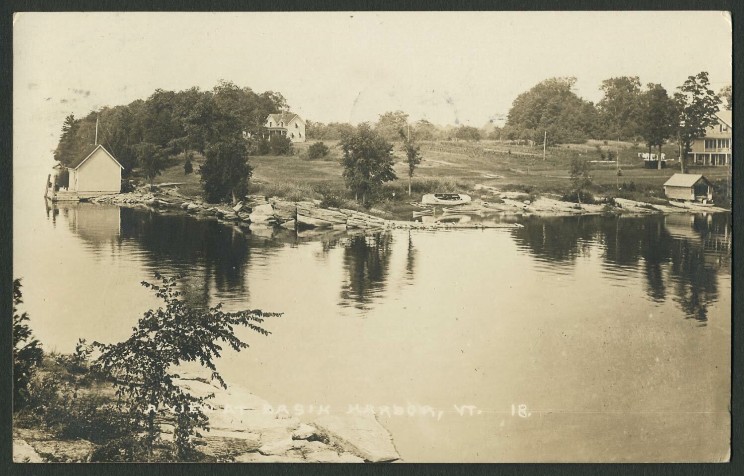Lake Champlain Ferrisburgh VT: 1920s RPPC Photo Postcard VIEW OF BASIN HARBOR