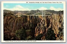 Postcard Canyon City Colorado Royal Gorge Suspension Bridge Sanborn Souvenir picture
