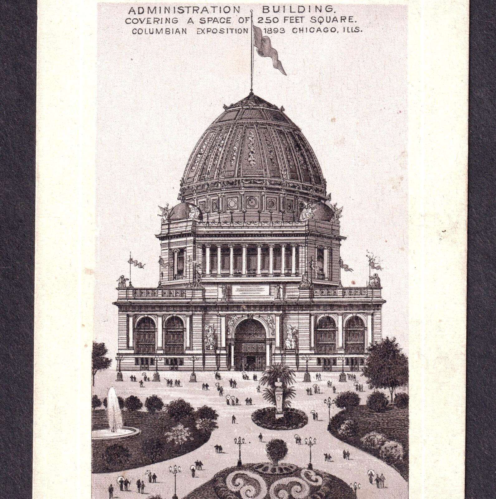 Exposition 1893 Chicago Worlds Fair Administration Bldg Coffee Photo-Lith Card