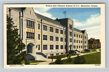 Manhattan KS-Kansas, Willard Hall, KSC Vintage Linen Postcard picture