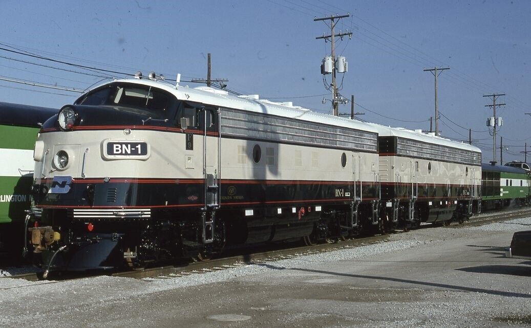 BURLINGTON NORTHERN BN-1 Railroad Train Locomotive Original 1990 Photo Slide