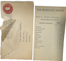 The Wheelock School Report Card 1929-1930 w/Envelope Maxine McNamara Boston MA picture