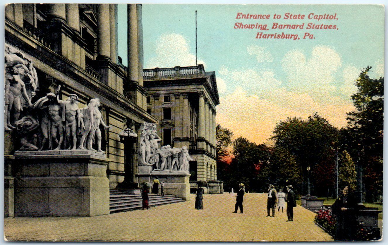 Unposted - State Capitol Entrance - Barnard Statues - Harrisburg, Pennsylvania