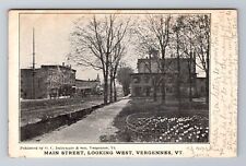 Vergennes VT-Vermont, Main Street Looking West, Antique, Vintage c1907 Postcard picture