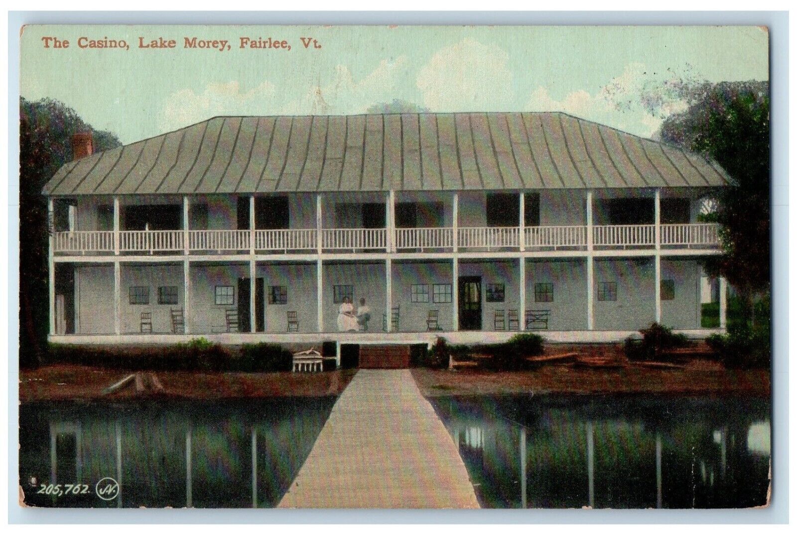 1912 Front View Casino Lake Morey Fairlee Vermont VT Antique Vintage Postcard