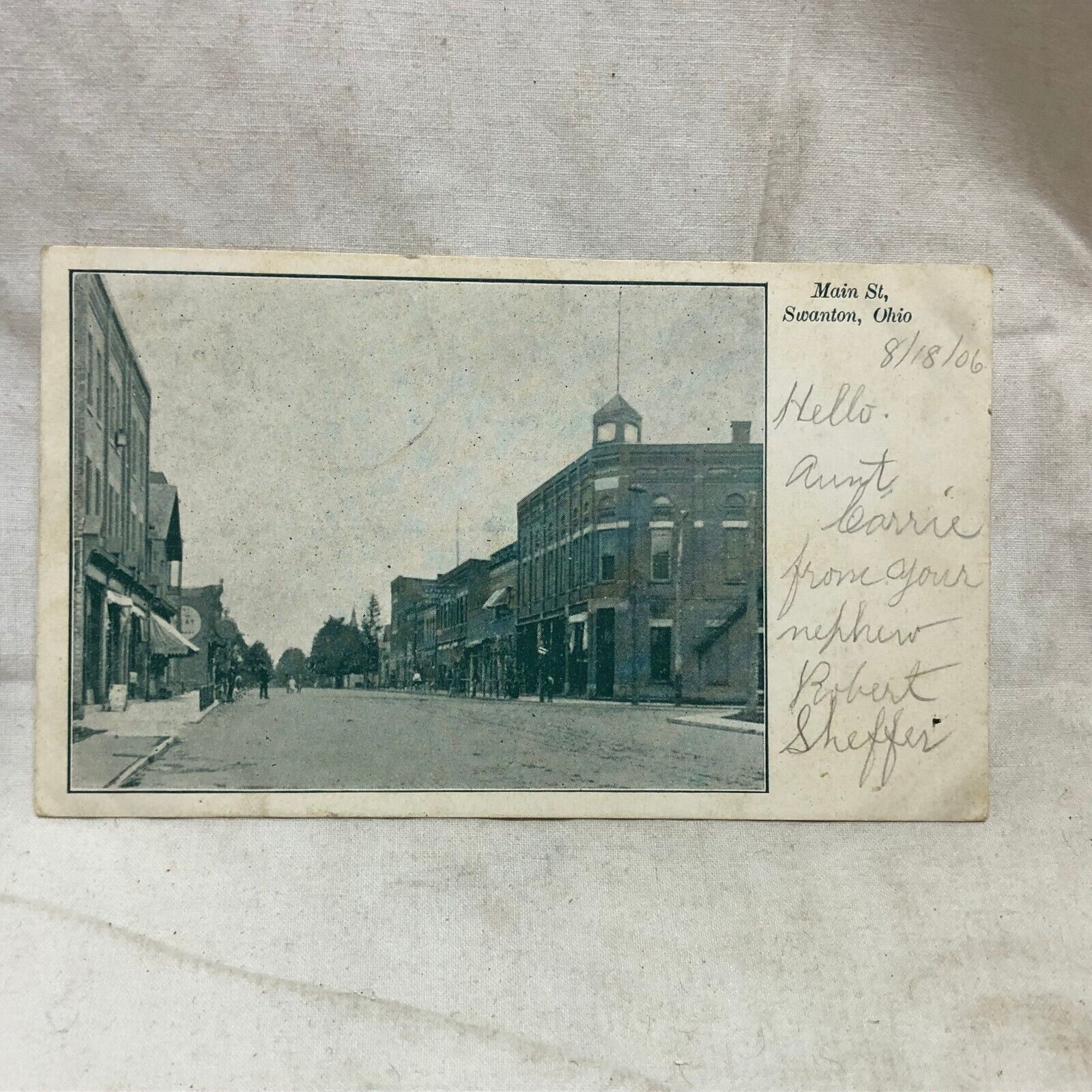 Vintage 1906 Postcard Swanton Ohio Main Street