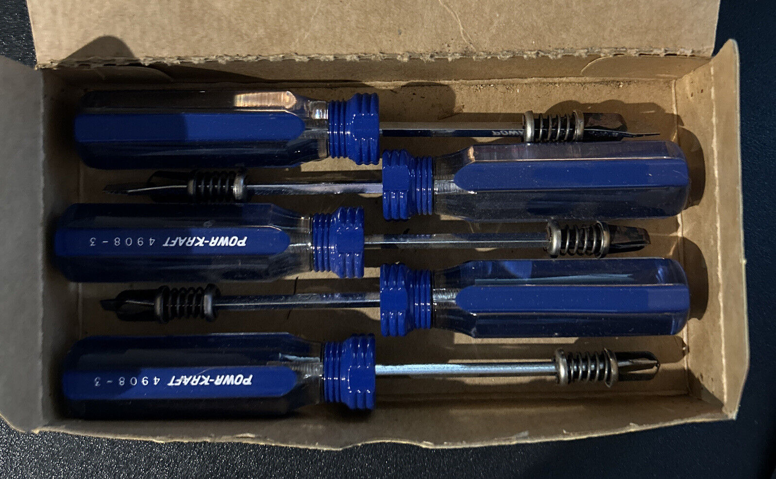 Powr Kraft screwdrivers (box of 5) Montgomery Ward 3 Inch New In Box 4908-003