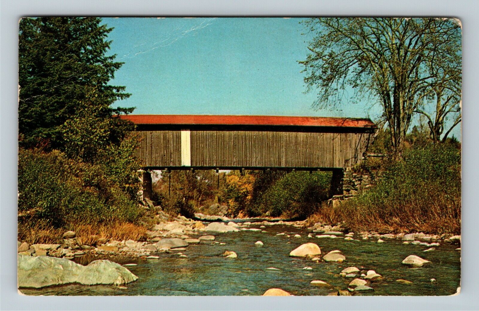 Jeffersonville VT- Vermont, Scott Bridge, Covered Bridge, Chrome Postcard