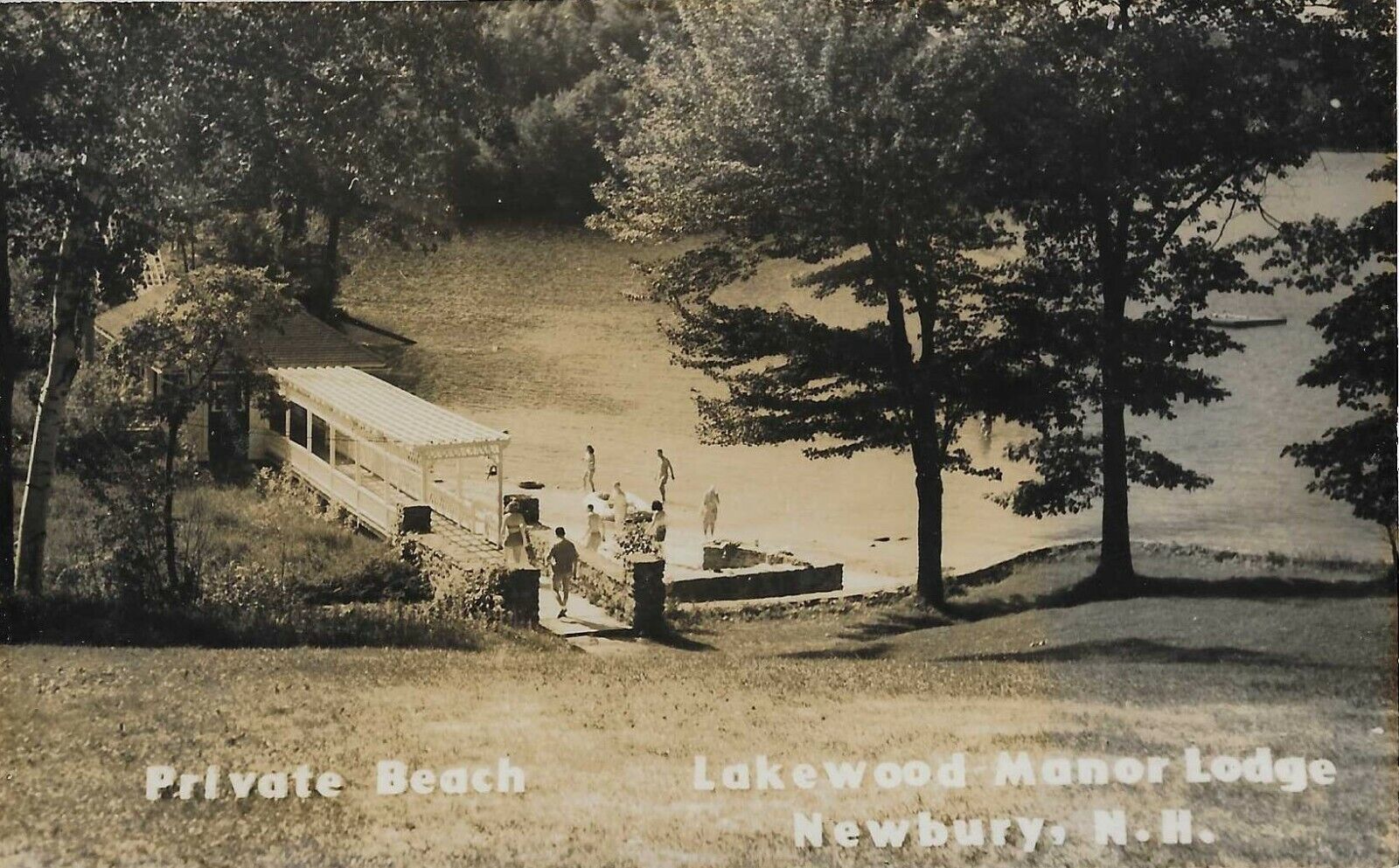 Lake Sunapee NH  photo postcard  Newbury New Hampshire Lakewood Lodge c1930 RPPC
