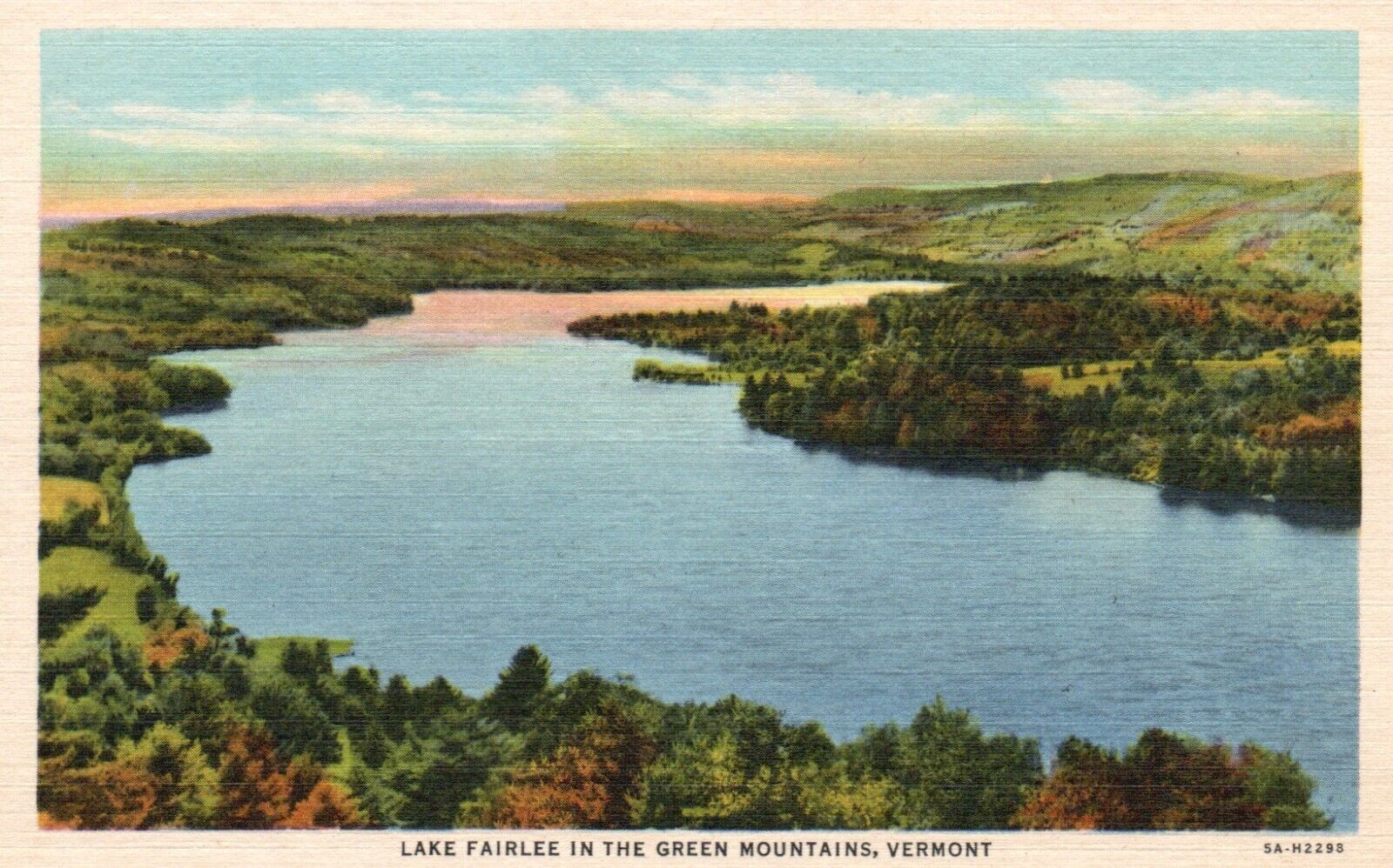 Lake Fairlee in the Green Mountains, Vermont, VT, Linen Vintage Postcard e4621