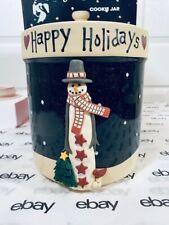 Midnight Snowman Becca Barton Christmas Cookie/Biscuit Jar Ceramic  CIC7311 *NIB picture