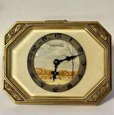 Waltham Brass 8 Day Hand Painted Desk Clock Made in Germany Circa 1900's picture