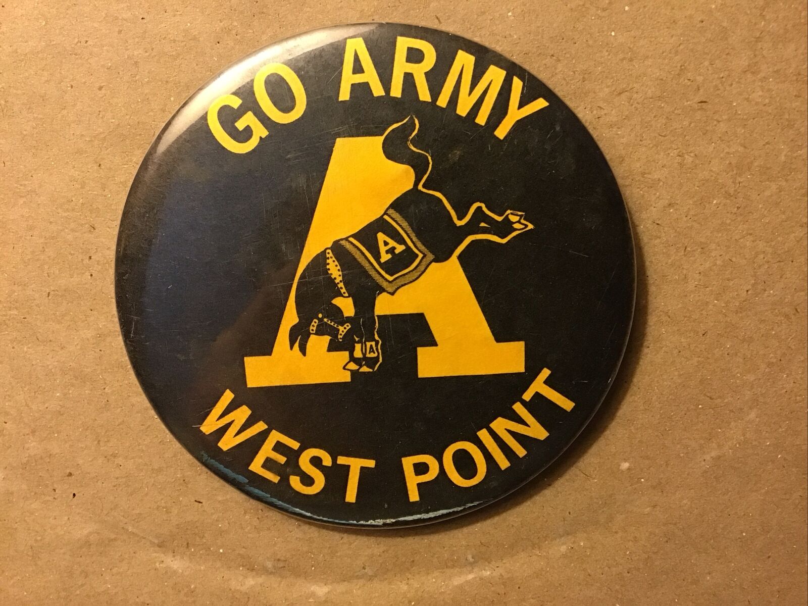 Vintage “Go Army West Point” PinBack Button, 3” Diameter