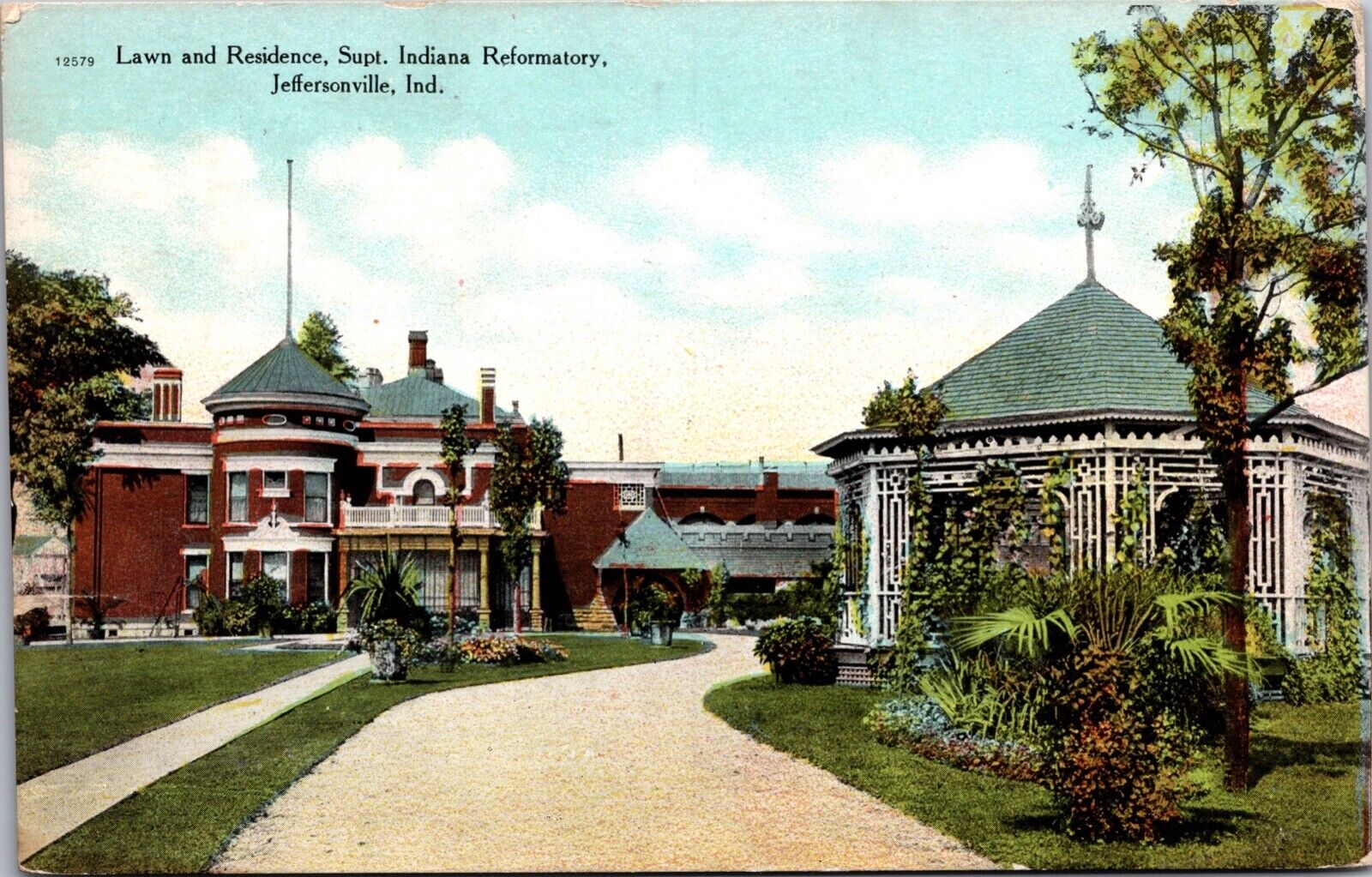 Postcard Lawn and Residence, Supt. Indiana Reformatory in Jeffersonville~4480
