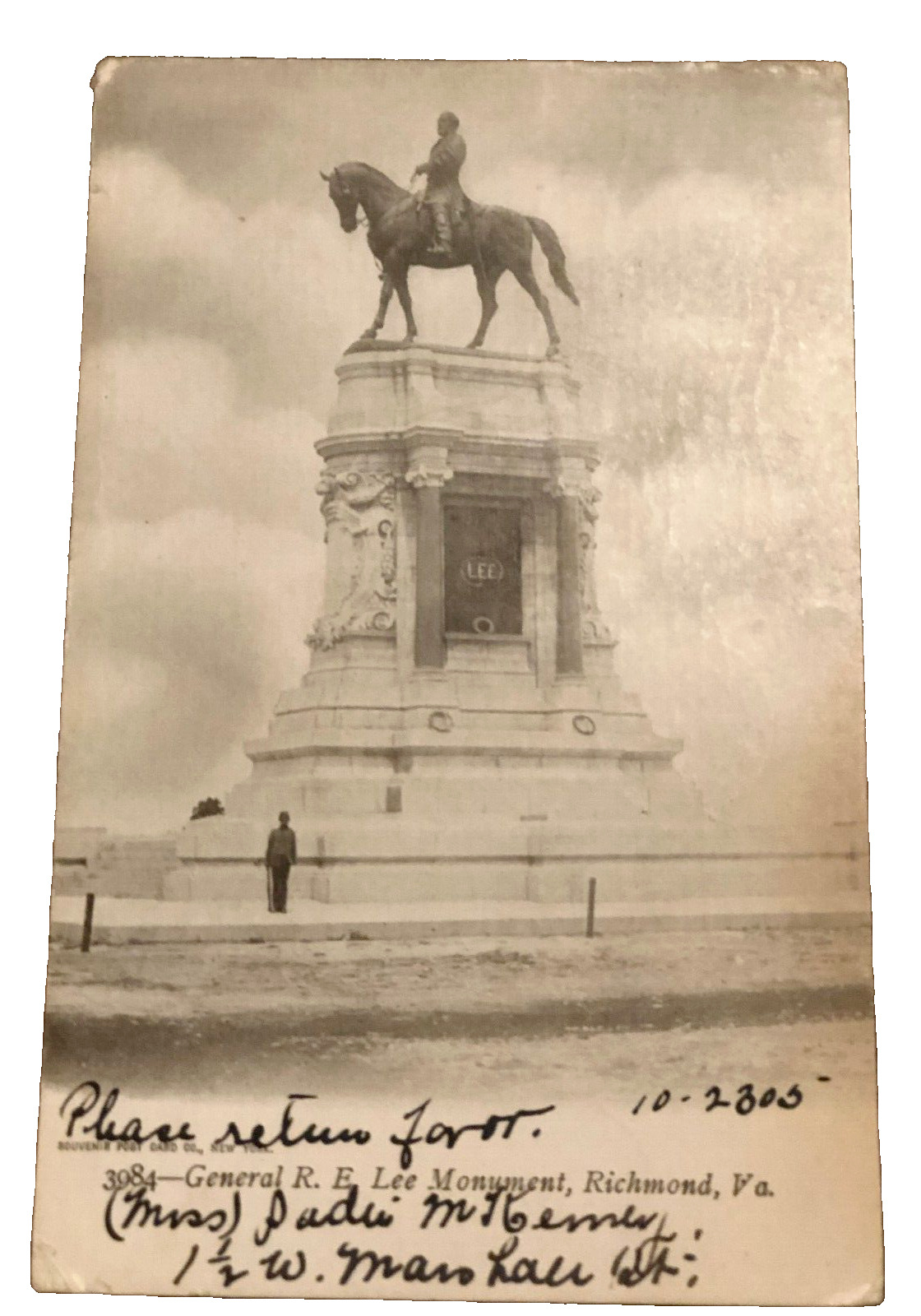 Robert E Lee Postcard General Of CSA Civil War Monument Richmond Virginia  1905