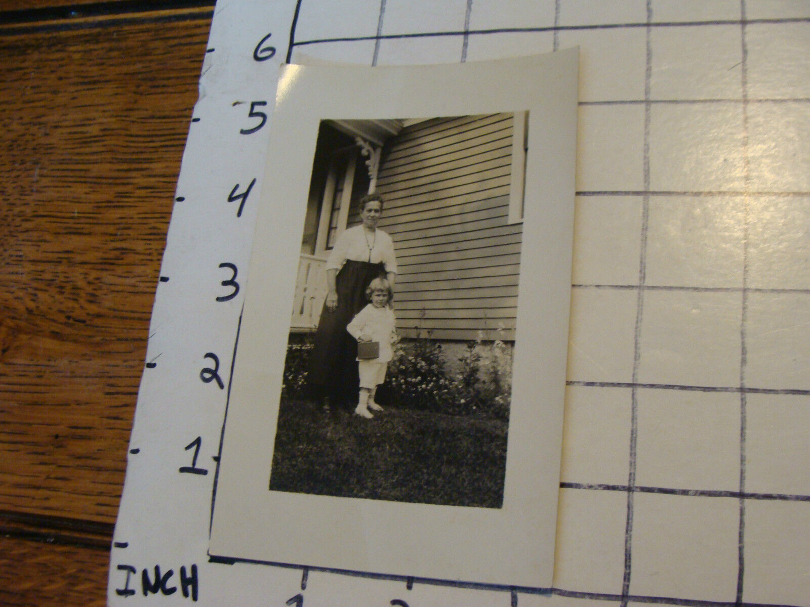 Vintage Postcard:  Real Photo----LADY AND CHILD unused, names on back