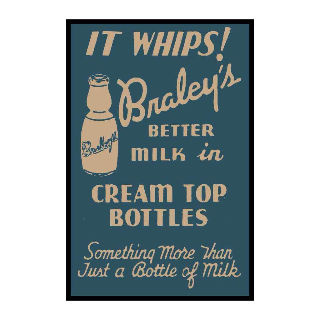 Braley's Dairy Cream Top Bottles Fridge Magnet
