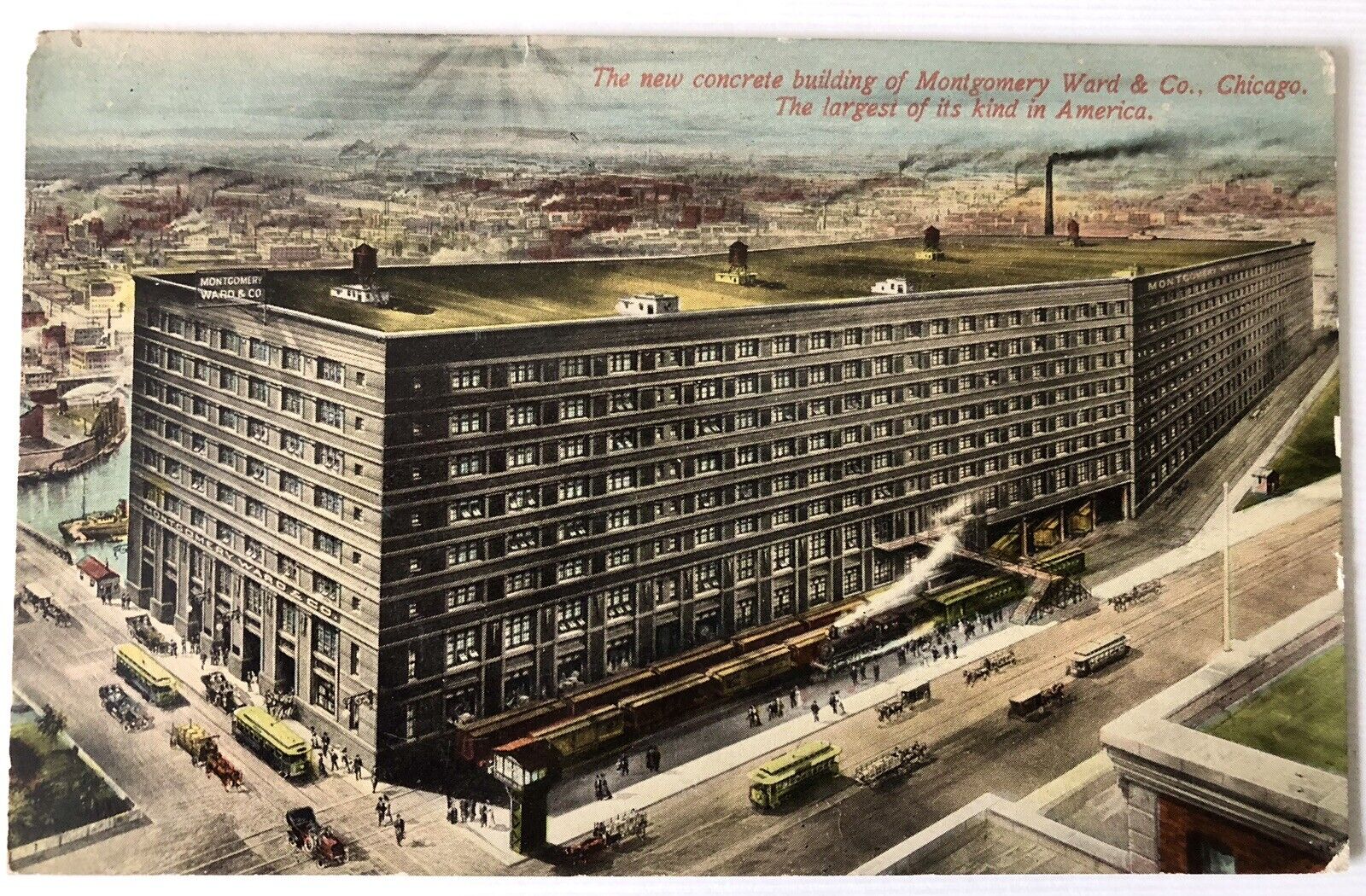 VINTAGE POSTCARD 1920s Chicago Montgomery Ward & Co Store Largest In America ￼