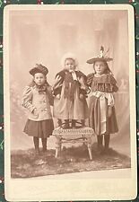 Antique Cabinet Photo Cute Little Girls Pittsfield MA 1895 Hats Sisters picture