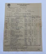 Vintage 1936 Denison University Student Register Transcript Granville Ohio picture