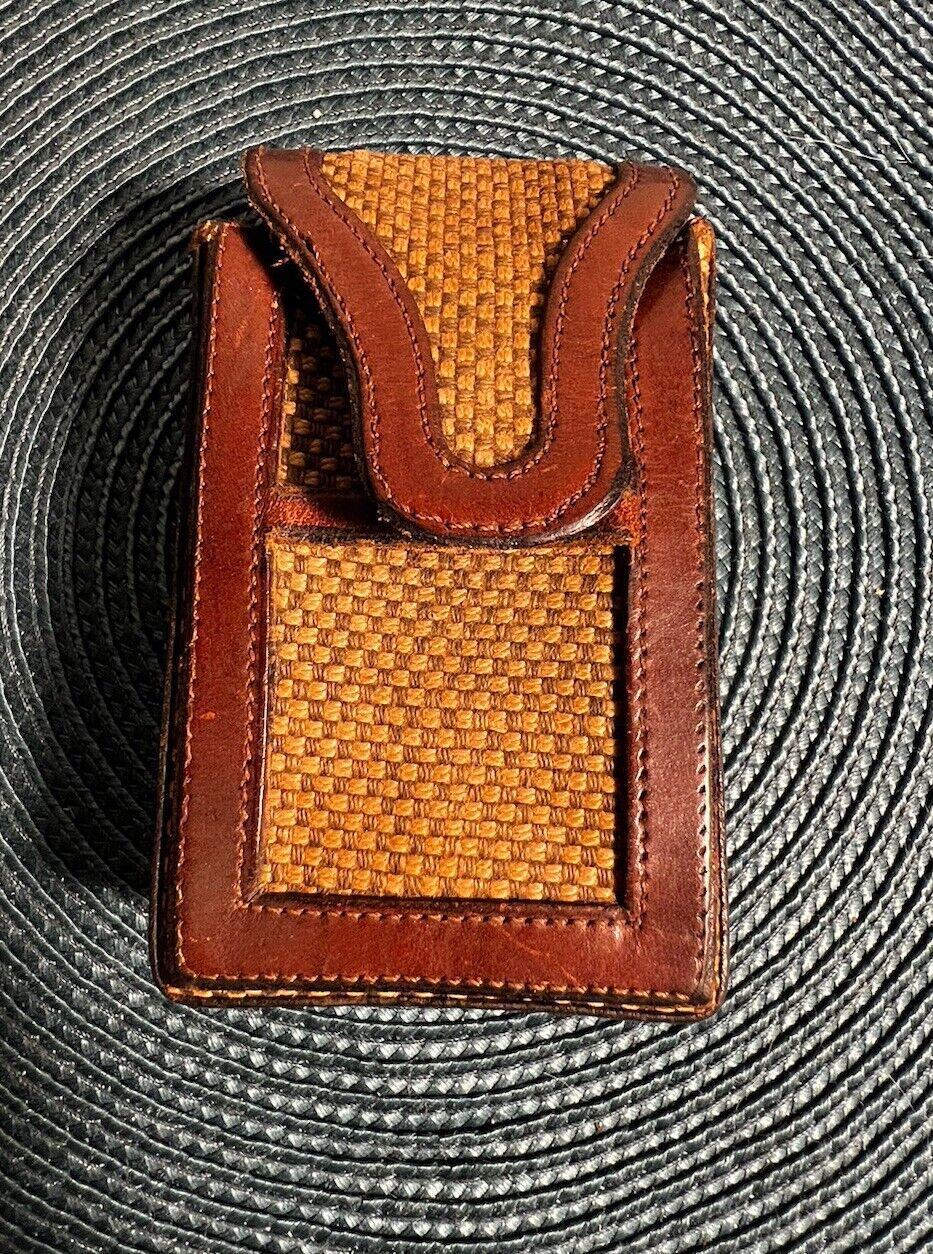 Vintage John Romain 1960s Tweed Leather Collectible Cigarettes Holder