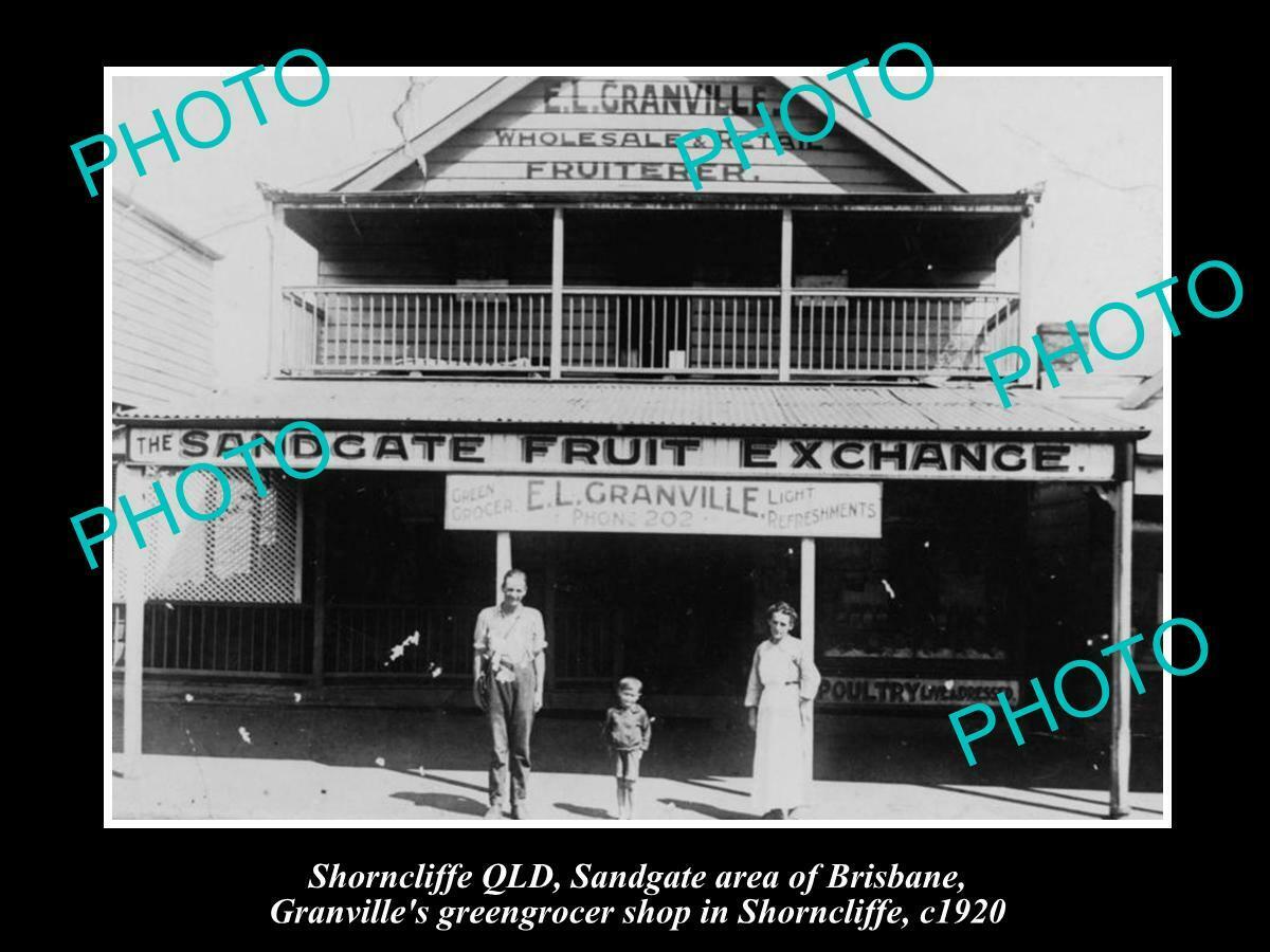 OLD POSTCARD SIZE PHOTO OF SHORNCLIFFE SANDGATE FRUIT SHOP BRISBANE c1920 QLD