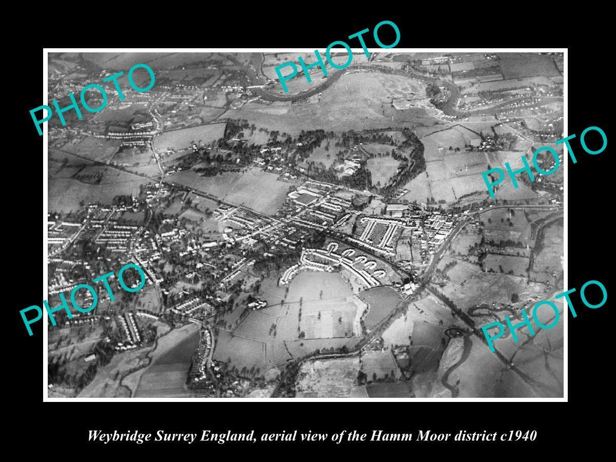OLD 8x6 HISTORIC PHOTO WEYBRIDGE SURREY ENGLAND AERIAL VIEW HAMM MOOR c1940 1