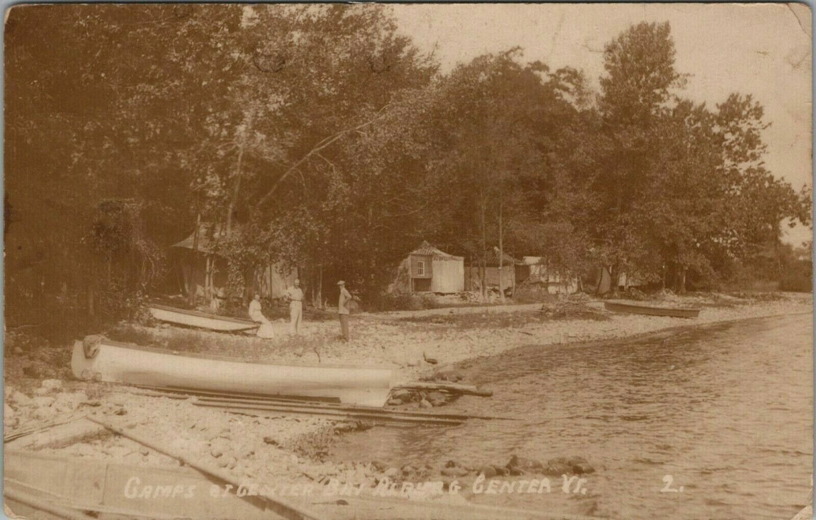 c1914 Real Photo Postcard ~ Camps at Center Bay Alburg Alburgh Vermont