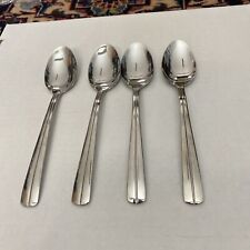 4 Cambridge Stainless DUNHILL GLOSSY Center Line SOUP SPOONS 7 1/8