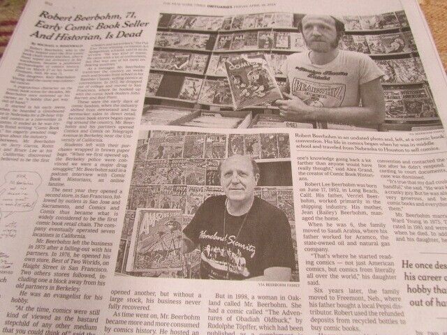 Robert Beerbohm 1952 - 2024 Obituary NYT Newspaper Comic Book Seller Historian
