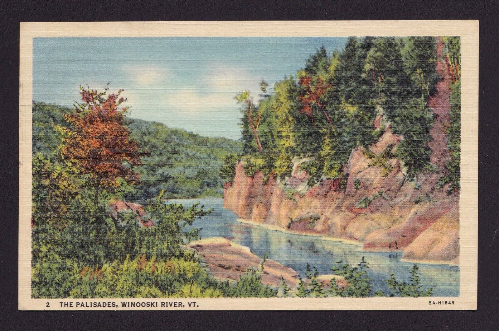 Old Vintage 1951 Postcard of THE PALISADES WINOOSKI RIVER Vermont VT